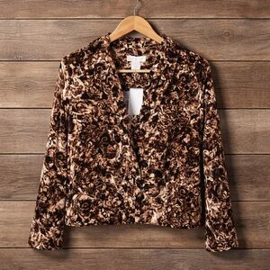 CJ Banks 1x Button Down Print Polyester Spandex Shirt